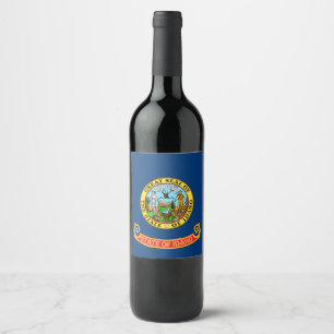 Idaho Flag: the Gem State, America Mountain West Wine Label