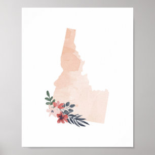 Idaho Floral Watercolor State Poster