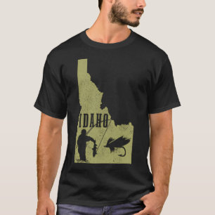 Idaho Fly Fishing vintage State Map Trout Salmon F T-Shirt