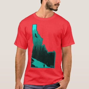 Idaho Fly Retro Fly Fishing Wild Trout River Aqua T-Shirt