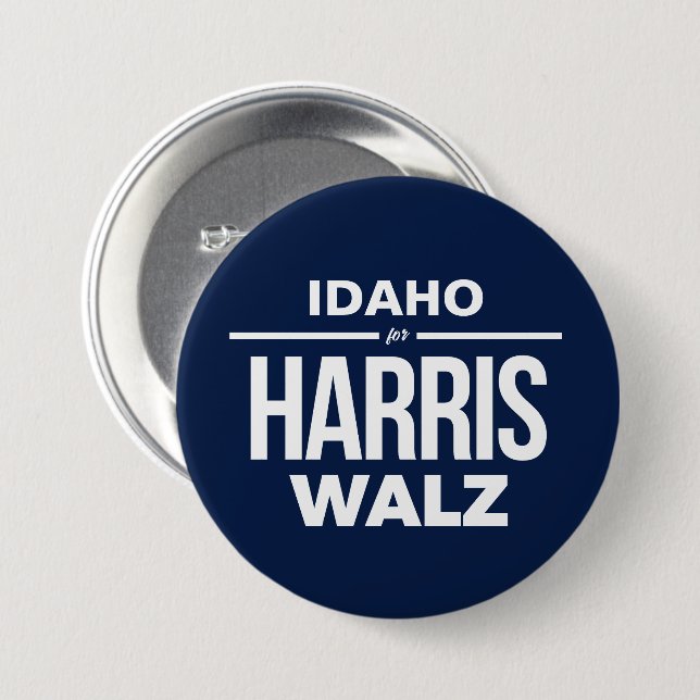 Idaho for Harris Walz 7.5 Cm Round Badge (Front & Back)