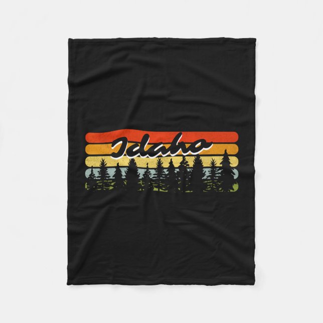 Idaho Forest Sunset Trees Cabin Theme Souvenir  Fleece Blanket (Front)