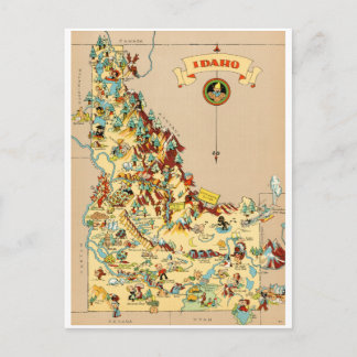 Idaho Funny Vintage Map Postcard