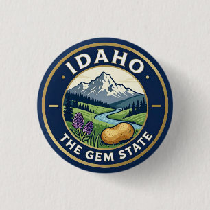 IDAHO Gem State Mountain Heritage 3 Cm Round Badge