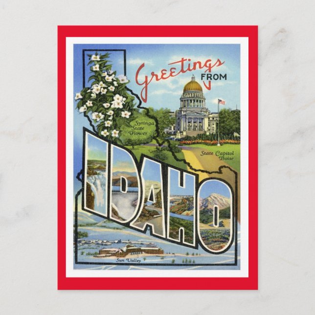 Idaho Greetings From US States Postcard (Front)