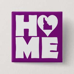 Idaho Home Heart State Button Badge Pin