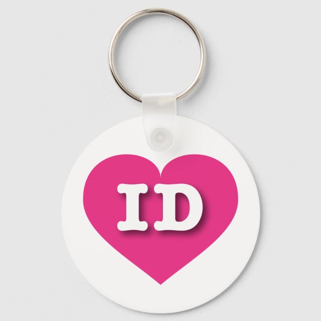 Idaho Hot Pink Heart - I love ID Key Ring (Front)