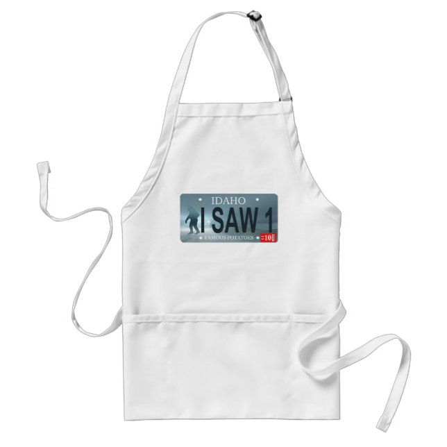 Idaho "I Saw 1" Sasquatch License Plate Standard Apron (Front)