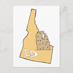 Idaho ID Map & Idaho Potato Spud Cartoon Motto Postcard