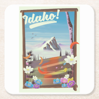 Idaho! landscape travel poster square paper coaster