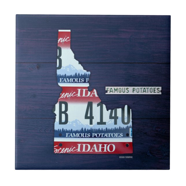 Idaho License Plate Map Ceramic Tile (Front)