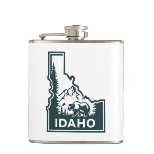 Idaho Map Bear Hip Flask