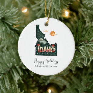 Idaho Map Happy Holidays Photo Ceramic Tree Decoration