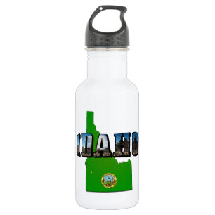 Idaho Map, Seal and Picture Text 532 Ml Water Bottle