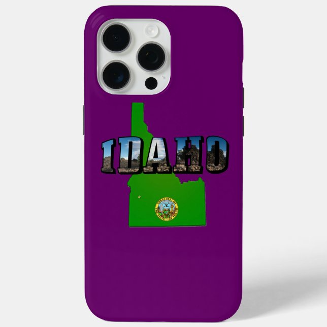 Idaho Map, Seal and Picture Text Case-Mate iPhone Case (Back)