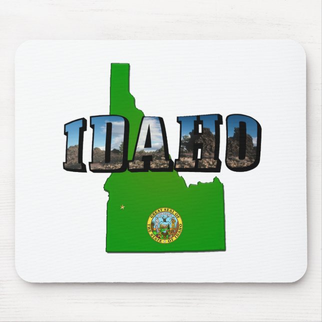 Idaho Map, Seal and Picture Text Mouse Mat (Front)