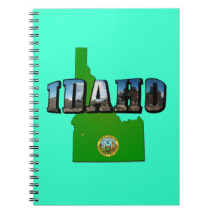 Idaho Map, Seal and Picture Text Notebook