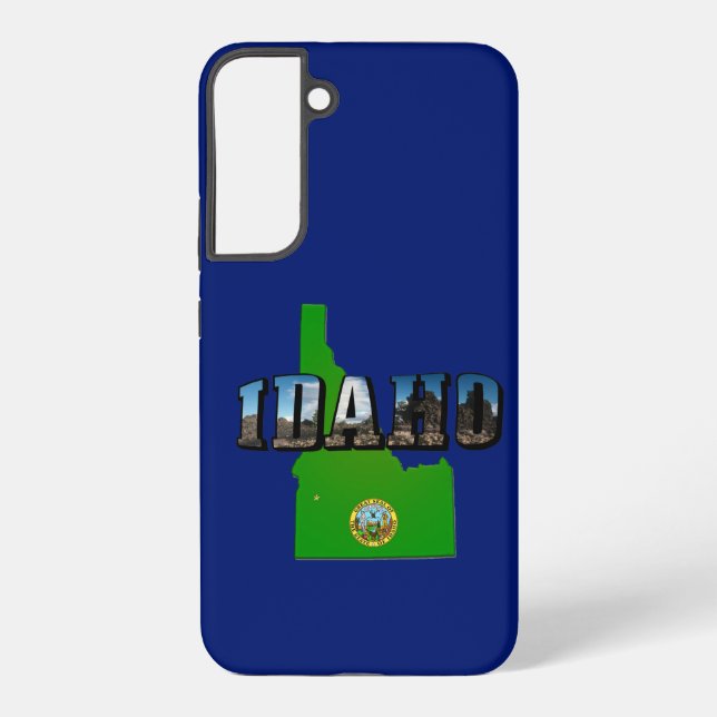 Idaho Map, Seal and Picture Text Samsung Galaxy S22+ Case (Back)