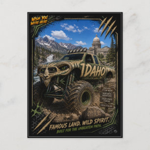 Idaho Monster Truck Off Road Art Postcard