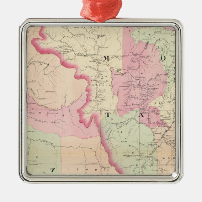 Idaho, Montana west Metal Tree Decoration (Front)