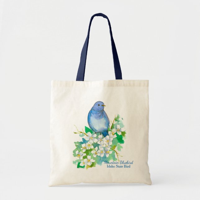 Idaho Mountain Bluebird Syringa Watercolor  Tote Bag (Front)