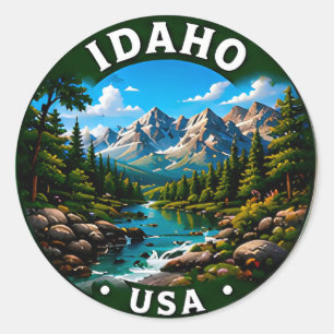 Idaho Mountain Wilderness Outdoor Travel Classic Round Sticker
