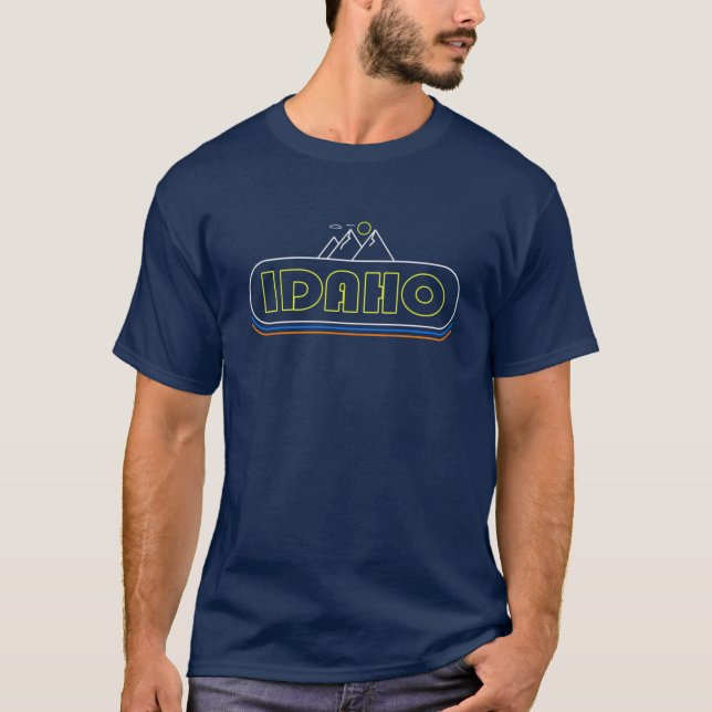 Idaho Neon Lights Souvenir Gift Hometown Hiking Na T-Shirt (Front)