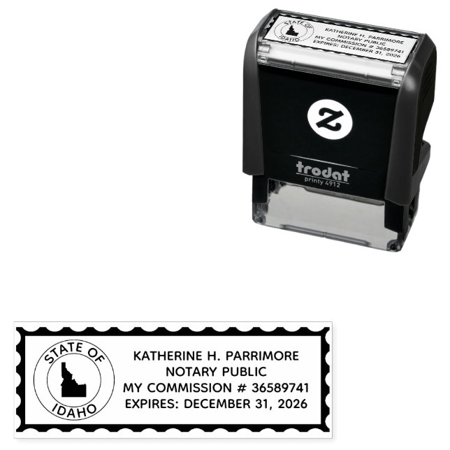 Idaho Notary Public Self Inking Rubber Stamp (In Situ)