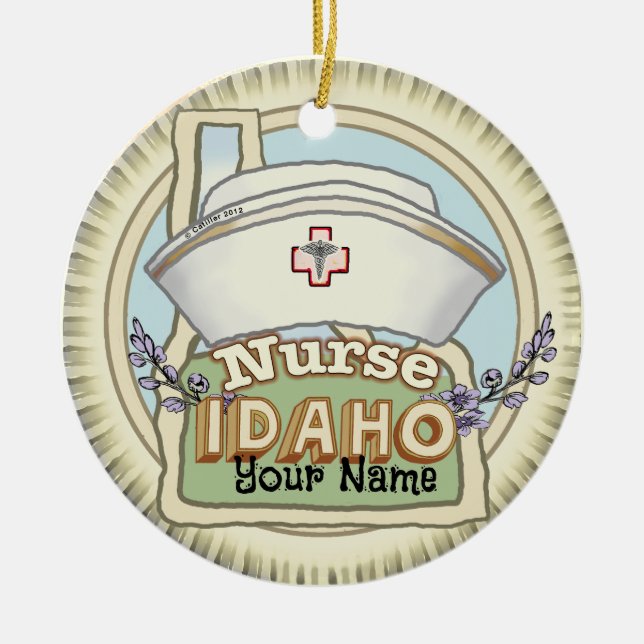 Idaho Nurse Ceramic Tree Decoration (Front)
