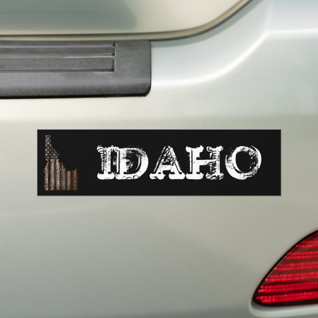 IDAHO PATRIOT BURNT WOOD BLK BUMPER STICKER (On Car)