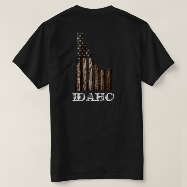 IDAHO PATRIOT BURNT WOOD BLK T-Shirt (Design Back)