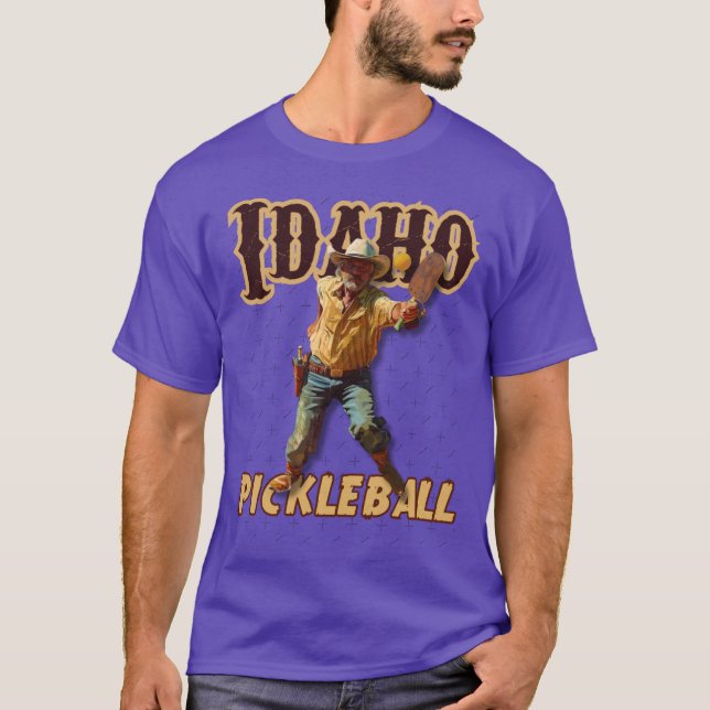 Idaho Pickleball 2 Funny Western Style Cowboy T-Shirt (Front)