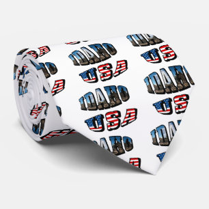 Idaho Picture State and Flag USA Text Tie