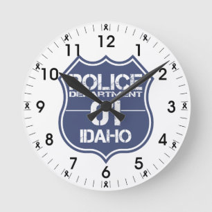 Idaho Police Department Shield 01 Round Clock