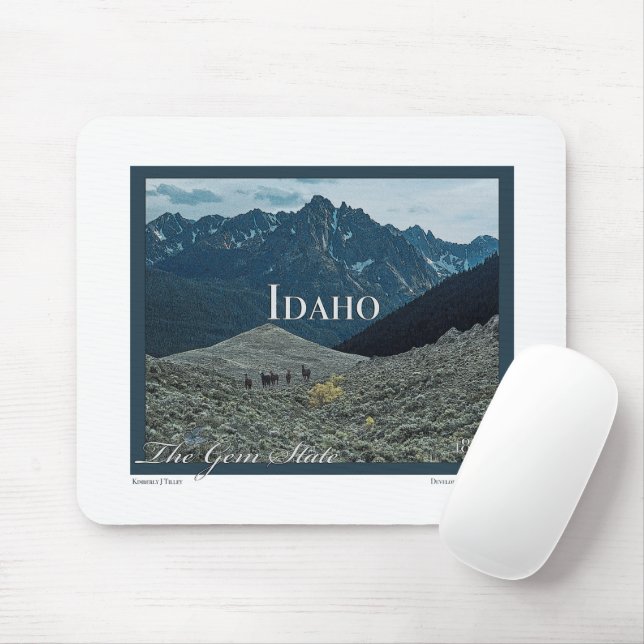 Idaho Poster Art Mouse Mat (With Mouse)