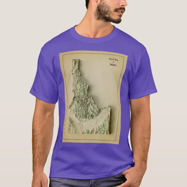 Idaho Relief Map 3D digitallyrendered T-Shirt (Front)