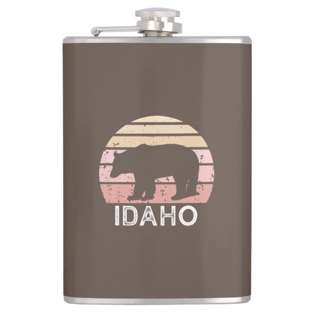 Idaho Retro Bear Hip Flask (Front)