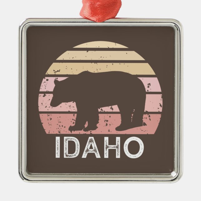Idaho Retro Bear Metal Tree Decoration (Front)