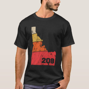 Idaho Retro Local Map Heart Area Code 208 T-Shirt