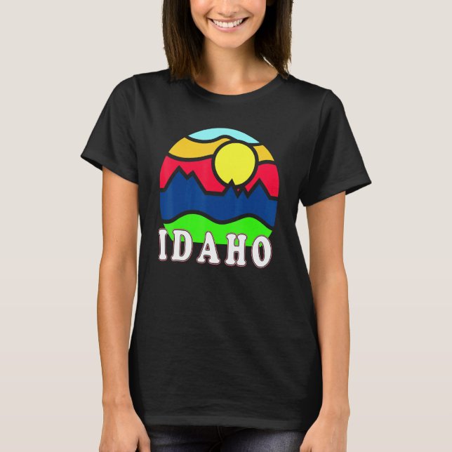 Idaho Retro Mountain Sunset Outdoor Vanlife Explor T-Shirt (Front)