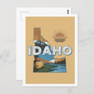 Idaho Retro Travel Design Iconic US States Postcard