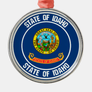 Idaho Round Emblem Metal Tree Decoration