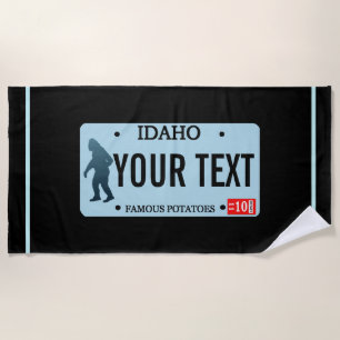 Idaho Sasquatch License Plate Beach Towel