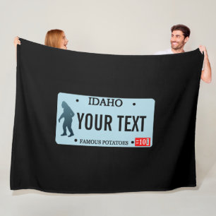 Idaho Sasquatch License Plate Fleece Blanket