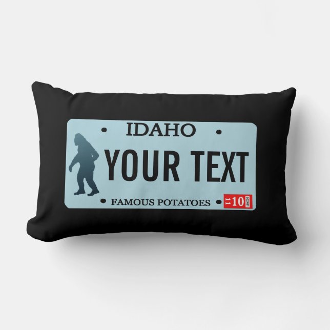 Idaho Sasquatch License Plate Lumbar Cushion (Front)