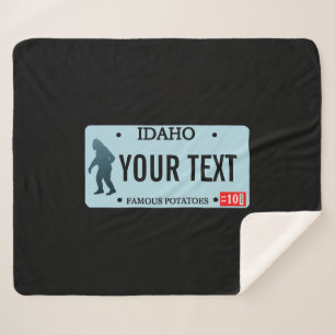 Idaho Sasquatch License Plate Sherpa Blanket