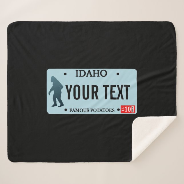Idaho Sasquatch License Plate Sherpa Blanket (Front (Horizontal))