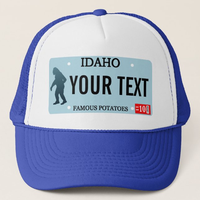 Idaho Sasquatch License Plate Trucker Hat (Front)