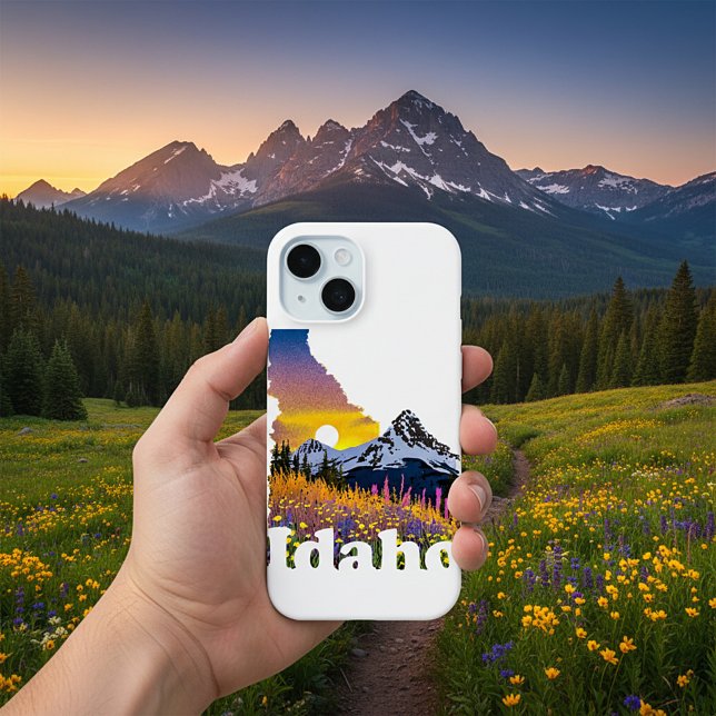 Idaho shape with mountain and wildflowers Case-Mate iPhone case (Creator Uploaded)