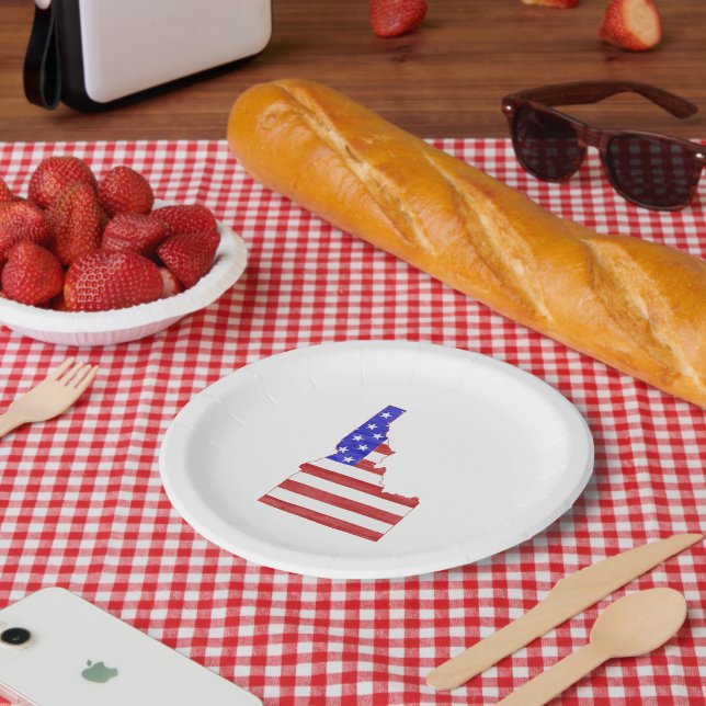 Idaho Shaped American Flag Patriotic Idahoan Paper Plate (Picnic)